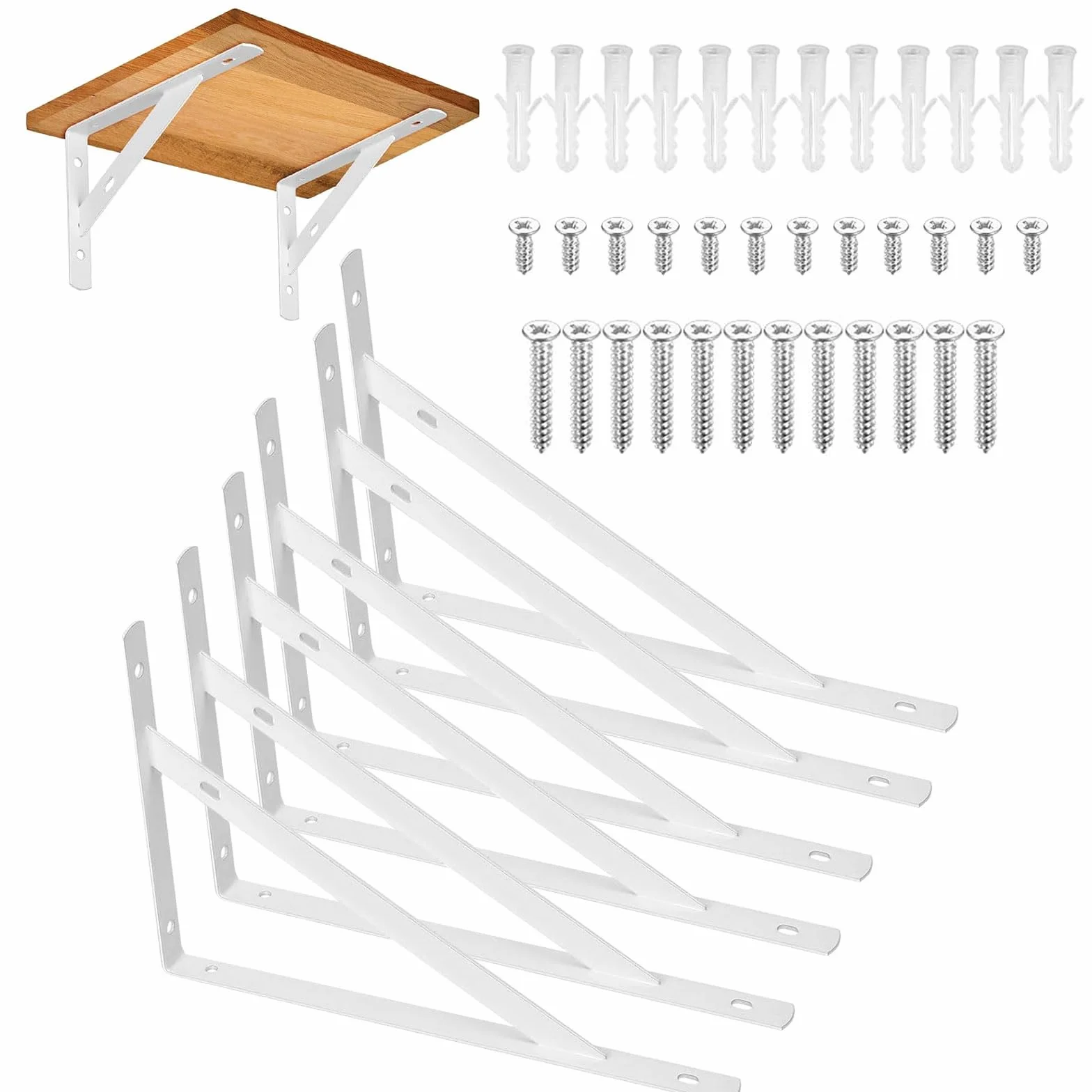 6 sztuk wsporników półek ściennych, kwadrat półkowy, 150 x 95 mm metalowy wspornik półkowy, do kuchni, biura, biały