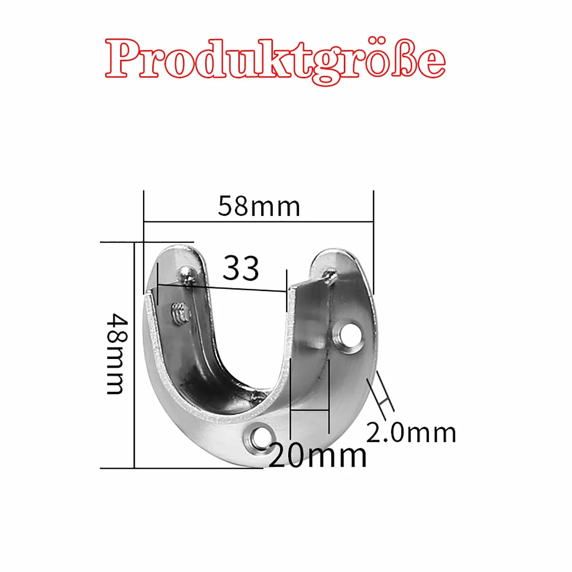 32 mm Stal Nierdzewna Uchwyt do Rur Okrągłych Drążek na Ubrania w Kształcie Litery U ze Śrubami do Garderoby