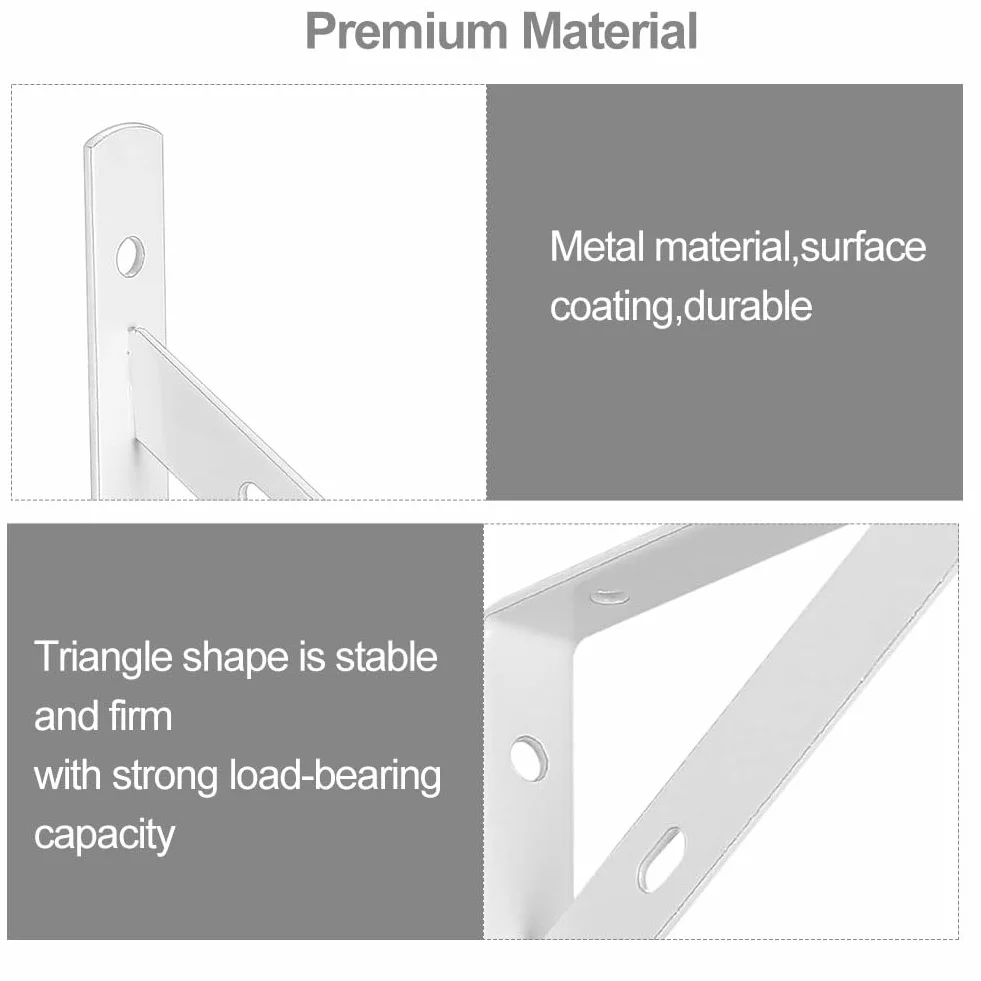 6 sztuk wsporników półek ściennych, kwadrat półkowy, 150 x 95 mm metalowy wspornik półkowy, do kuchni, biura, biały