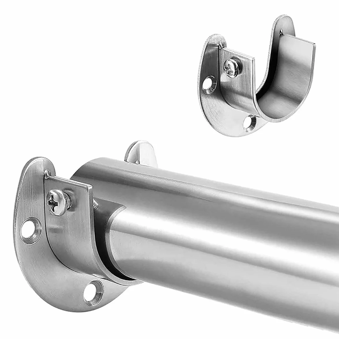 32 mm Stal Nierdzewna Uchwyt do Rur Okrągłych Drążek na Ubrania w Kształcie Litery U ze Śrubami do Garderoby